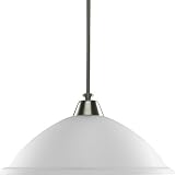 Progress Lighting P5152-09 1-Light Pendant with Etched Seeded Glass, Brushed Nickel