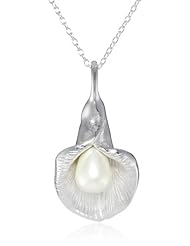 Sterling Silver White Shell Calla Lily Pendant Necklace, 18"
