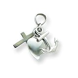14k White Gold 3-D Faith, Hope & Love Pendant