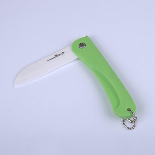 Ceramic Folding Knife 3.2 Inch for Picnic, Barbecue, Bento Pocket Knives/ Fruit Knives/ Paring Knives (Green)