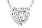 1/10 Carat Diamond 14K White Gold Heart Pendant w/Chain