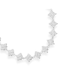16" Rhodium Plated CZ Diamond Shaped Necklace