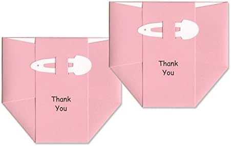 Baby Thank-you Cards - Baby Girl - Pink Diapers with White Pins