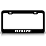 BELIZE Country Steel Auto License Plate Frame Tag Holder, Black White by TagsXFrames Countries