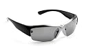 Zoom Kidz Shades Boys Rectangular Wrap-Style Frame Plastic Sunglasses, Black and Silver Frame/Smoke Lens