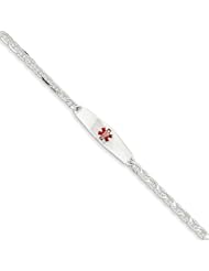 14k White Gold 7in Medical Jewelry ID Bracelet. Metal Wt- 6.09g