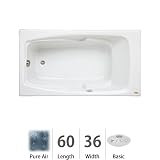 Jacuzzi CET6036 ALR 2XX W White Cetra 60 x 36 Drop In Pure Air Bath Tub with Left Drain and Right