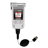 Retractable USB Cable for the Samsung SCH-A970 with Power Hot Sync and Charge capabilities - Gomadic Brand w/ TipExchange Technology