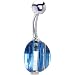 Sterling Silver 925 Sapphire Austrian Crystal Twist Belly Ring