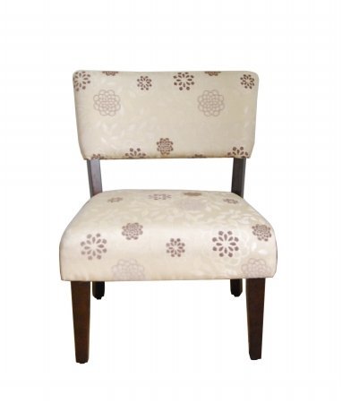Large Floral Gigi Accent Chair in Cream