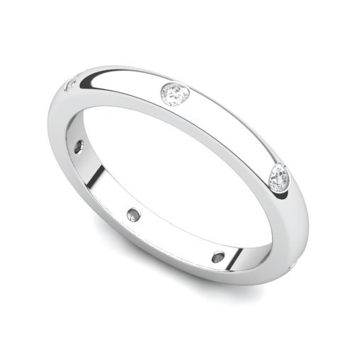 14k White Gold Bezel set Diamond Semi Eternity Wedding Band Ring (G-H/SI, 0.21 ct.)