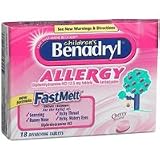 Benadryl Fastmelt Dissolving Allergy Relief Tablets for Childrens, Cherry Flavored - 18 Ea