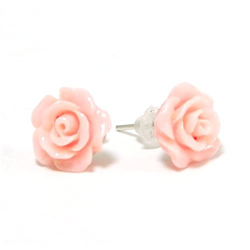 The Olivia Collection Smell The Roses Pink Rose Stud Earrings