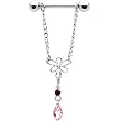 Handcrafted Hollow Flower and Austrian Crystal Nipple Ring