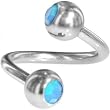 Swarovski Caribbean Blue Opal Double Gem Spiral Twister Belly Ring