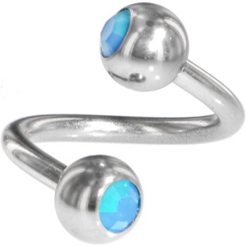 Swarovski Caribbean Blue Opal DOUBLE GEM Spiral Twister Belly Ring