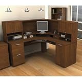 Bestar Elite Corner Desk and Hutch in Tuscany Brown
