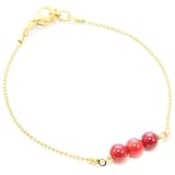 Coralia Leets Red Coral Brass 22K Gold Plated Bracelet
