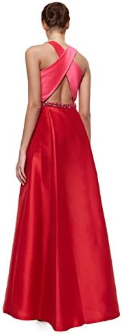 ML Monique Lhuillier Sleeveless Crisscross Back Colorblock Ball Gown Dress