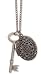 ZAD Vintage Look Large Key and Oval Filigree Cutout Locket Charm Necklace on Long 34