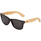 WOODIES Bamboo Wood Sunglasses in Vintage Wayfarer Style with Black Plastic Frame - The Best Wooden Sunglasses for the Beach, Lake, or Fishing with Po