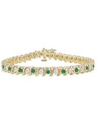 Emerald and Diamond Tennis Bracelet 18K Yellow Gold - 1.00 CT TGW
