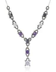 Judith Jack "Aurora" Sterling Silver, Marcasite, Amethyst Spinel, Crystal and Hematite Y-Shaped Pendant Necklace, 18"