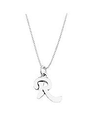 Sterling Silver One Sided Initial Letter R Necklace