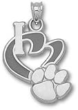 Clemson Tigers Solid Sterling Silver ''I Heart'' Paw 3/4'' Enamel Pendant