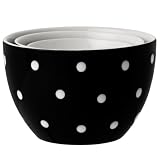 Signature Housewares Dots 3-Piece Bowl Set, 4- 5- and 6-Inch, Black