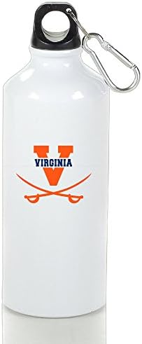 ZOENA University Of Virginia V Logo Aluminum Sports Flask White With Carabiner Hook,400-600ml /6.5OZ