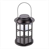 Black Iron And Glass Panel Solar Power Carriage Lantern