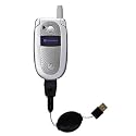 Retractable USB Cable for the Motorola V500 with Power Hot Sync and Charge capabilities - Gomadic Brand w/ TipExchange Technology