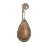 Sunstone Pendant 02 Sculpted Crystal Healing Silver Clay Red Gemstone 2