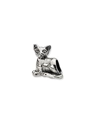 Sterling Silver Oriental Cat Charm for 3mm Charm Bracelets