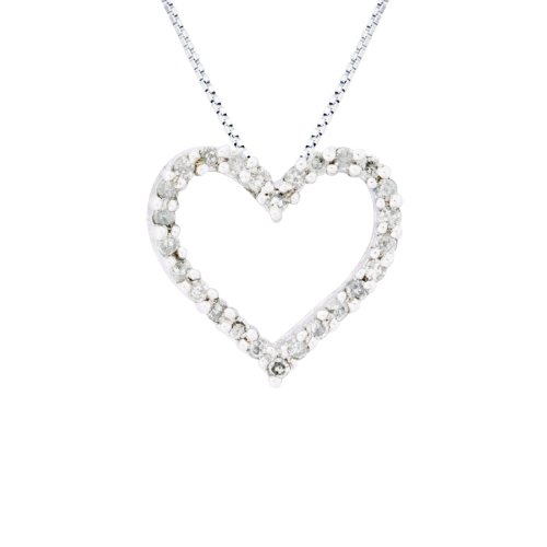 10k White Gold Diamond Heart Pendant 1 4 Cttw - 18