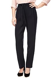 Flat Front Pleated Straight Leg Trousers