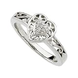 .04 CT TW 14K White Gold Diamond Heart Filigree Ring