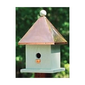 Birdhouse - mini (Green Stain) (14.5 tall x 9 square base) by