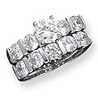 Sterling Silver 2-Piece CZ Wedding Set Ring Sterling Silver 2-Piece CZ Wedding Set Ring