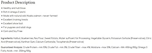 Yummy Chummies Dog Biscuits Treats Real Alaska Seafood 100% Grain Free, Exclusive From Alaska Made in Usa, Omega 3 Fatty Acids (Halibut with Berries)