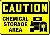 CAUTION CHEMICAL STORAGE AREA (W/GRAPHIC) 10 x 14 Adhesive Vinyl Sign