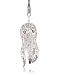 VINANI brand Germany 925 Sterling Silver Charm Pendant Octopus shiny Zirconia white and black HKWE