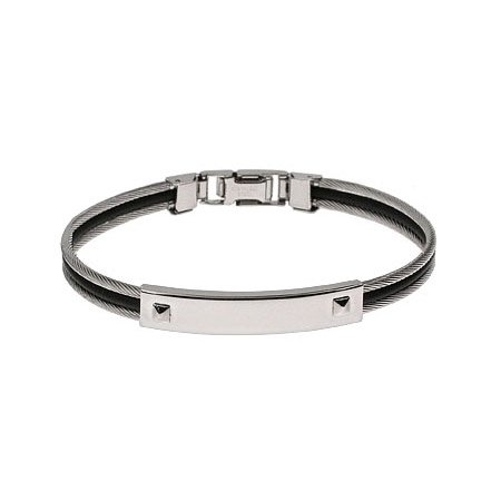 Eve's Addiction Mens and Ladies Cable Studded ID Bracelet