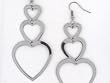 Steelex Stainless Steell Heart Earrings Ladies' Steel Drop Heart Earrings. Approx. 3.5 Inches in Length.