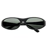 Ray Ban - Daddy-O Oval Wrap Sunglasses (Matte Black Polarized)
