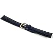 Black Leather Watch Band Croco Gold Buckle 18mm New
