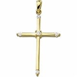 14kt Yellow Gold Diamond Slim Cross Pendant