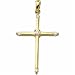 0.09 Ct.T.W. Round Brilliant Cut Diamonds, 14K Yellow Gold. Diamond Cross Pendant