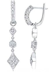 0.54Ct Teardrop Diamond Pave Dangling Hoop Earrings 18k Gold